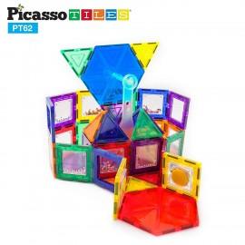 Set PicassoTiles Roată de Parc de Distracții - 62 piese magnetice de construcție colorate 