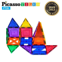 Set PicassoTiles Inspirațional - 26 piese magnetice de construcție colorate - 9 forme diferite Set PicassoTiles Inspirațional - 26 piese magnetice de construcție colorate - 9 forme diferite