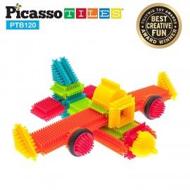 Set PicassoTiles Basic Bristle Shape Blocks - 120 de forme de construcție ce se întrepătrund