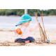 Pălărie de soare cu boruri mari Pickapooh ”Pompier” cu protecție UV UPF80 din bumbac organic turcoaz pentru copii