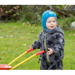 Cagulă din polar de lână Merino organică Pickapooh Schlüpfli albastră - cu guler din lână și mătase Cagulă din polar de lână Merino organică Pickapooh Schlüpfli albastră - cu guler din lână și mătase