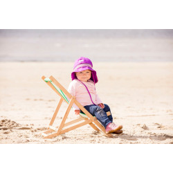 Pălărie de soare cu boruri mari Pickapooh ”Pompier” cu protecție UV UPF80 din bumbac organic mov pentru copii Pălărie de soare cu boruri mari Pickapooh ”Pompier” cu protecție UV UPF80 din bumbac organic mov pentru copii