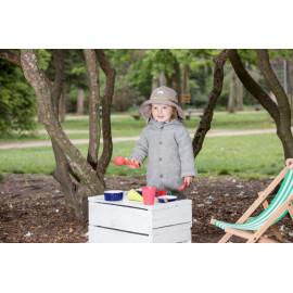 Pălărie de soare cu boruri mari Pickapooh ”Pompier” cu protecție UV UPF20 din bumbac organic pentru copii 