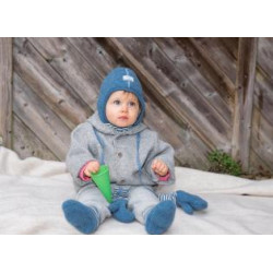 Cagulă din polar de lână Merino organică Pickapooh Schlüpfli bleu - cu guler din lână și mătase Cagulă din polar de lână Merino organică Pickapooh Schlüpfli bleu - cu guler din lână și mătase