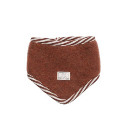 Fular-eșarfă triunghiulară din polar de lână Merino organică Pickapooh Red Wood, cu margini din lână și mătase