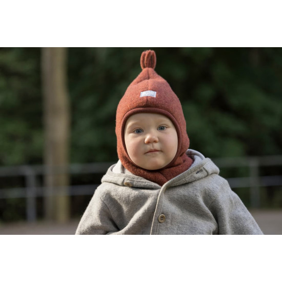 Cagulă din polar de lână Merino organică Pickapooh Mara maro Red Wood Cagulă din polar de lână Merino organică Pickapooh Mara maro Red Wood