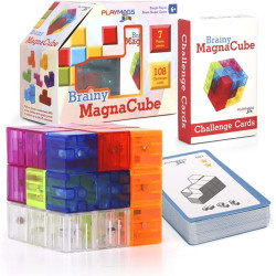 Cub puzzle inteligent Playmags cu cartonașe de provocări - jucărie educativă magnetică Brainy MagnaCube Cub puzzle inteligent Playmags cu cartonașe de provocări - jucărie educativă magnetică Brainy MagnaCube
