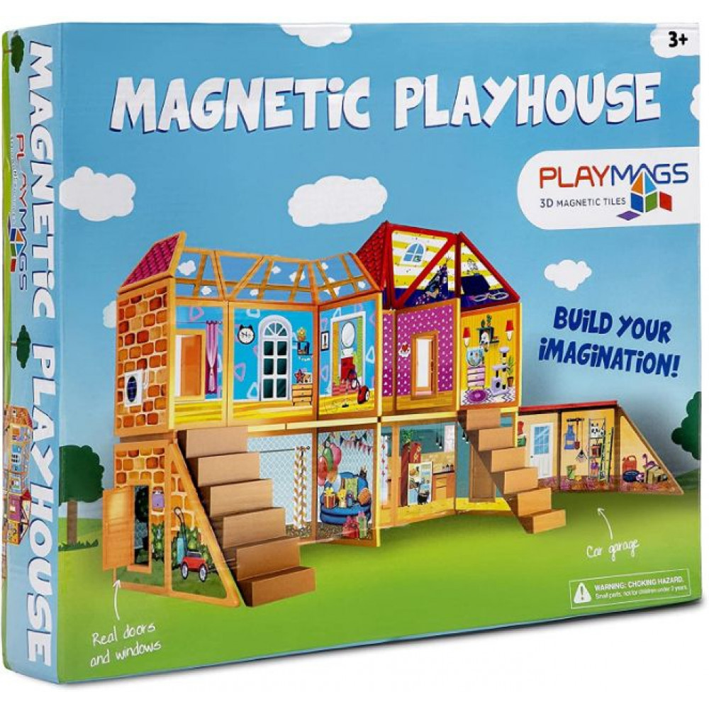 Set Playmags Căsuță de Joacă - 48 piese magnetice de construcție