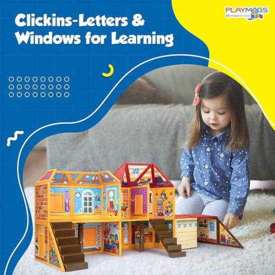 Set Playmags Căsuță de Joacă - 48 piese magnetice de construcție