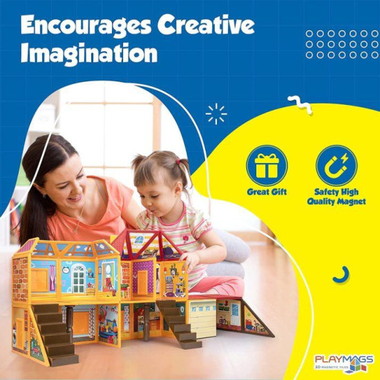 Set Playmags Căsuță de Joacă - 48 piese magnetice de construcție