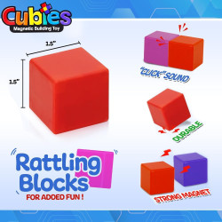 Set Playmags Cubies - 64 blocuri magnetice de construcție de 3,8 cm