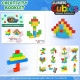 Set Playmags Jumbo Cubies - 64 blocuri magnetice de construcție de 5 cm Set Playmags Jumbo Cubies - 64 blocuri magnetice de construcție de 5 cm
