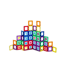 Set Playmags exclusiv educațional - 36 piese magnetice: 18 ferestre + 18 litere și cifre