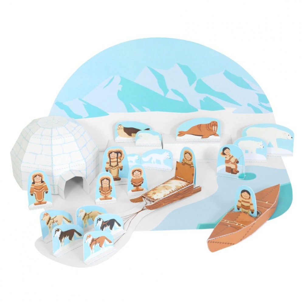 Arctic, Kit craft de construit un set de joacă PUKACA din hârtie, prin decupare, pliere, lipire