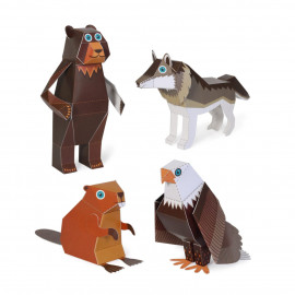 Animale din pădure II, Kit craft de construit animale de jucărie PUKACA din hârtie, prin decupare, pliere, lipire