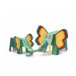 Maxi Elefanți, Kit craft de construit animale de jucărie PUKACA din hârtie, prin decupare, pliere, lipire Maxi Elefanți, Kit craft de construit animale de jucărie PUKACA din hârtie, prin decupare, pliere, lipire