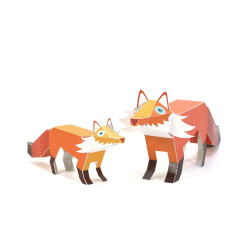 Maxi Vulpi, Kit craft de construit animale de jucărie PUKACA din hârtie, prin decupare, pliere, lipire Maxi Vulpi, Kit craft de construit animale de jucărie PUKACA din hârtie, prin decupare, pliere, lipire