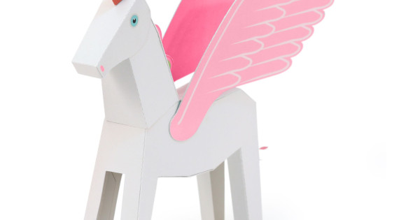 Pegacorn Alb Roz Unicorn Inaripat Jucarie Pukaca Hartie
