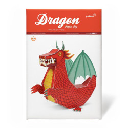 Dragon roșu, Kit craft de construit un animal de jucărie PUKACA din hârtie, prin decupare, pliere, lipire