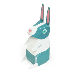 Iepurași, Kit craft de construit animale de jucărie PUKACA din hârtie, prin decupare, pliere, lipire