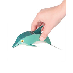 Maxi Delfini, Kit craft de construit animale de jucărie PUKACA din hârtie, prin decupare, pliere, lipire