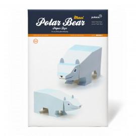 Maxi Urși polari, Kit craft de construit animale de jucărie PUKACA din hârtie, prin decupare, pliere, lipire