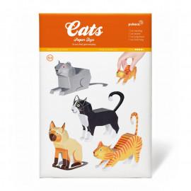 Pisici, Kit craft de construit animale de jucărie PUKACA din hârtie, prin decupare, pliere, lipire