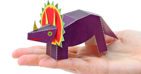 Triceratops Felicitare Craft Jucarie Pukaca Din Hartie