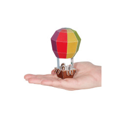 Balon cu aer cald - felicitare craft de construit jucărie PUKACA din hârtie prin decupare, pliere, lipire