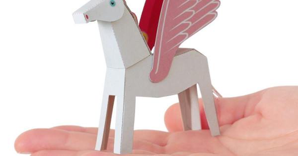 Pegacorn Alb Cu Roz Unicorn Inaripat Felicitare Craft Jucarie Pukaca Din Hartie