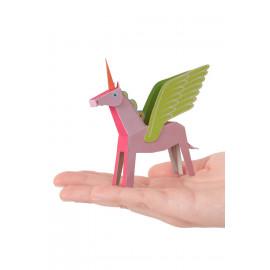 Pegacorn roz (unicorn înaripat) - Felicitare craft jucărie PUKACA din hârtie