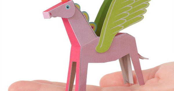 Pegacorn Roz Unicorn Inaripat Felicitare Craft Jucarie Pukaca Din Hartie