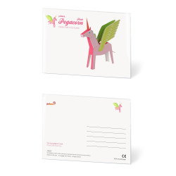 Pegacorn roz (unicorn înaripat) - Felicitare craft jucărie PUKACA din hârtie