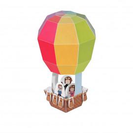 Balon cu aer cald -  Kit craft de construit jucărie PUKACA din hârtie prin decupare, pliere, lipire