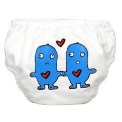 Scutec refolosibil de înot Charlie Banana - chiloți de antrenament pentru oliță - 2 în 1- Lovey & Dovey on white