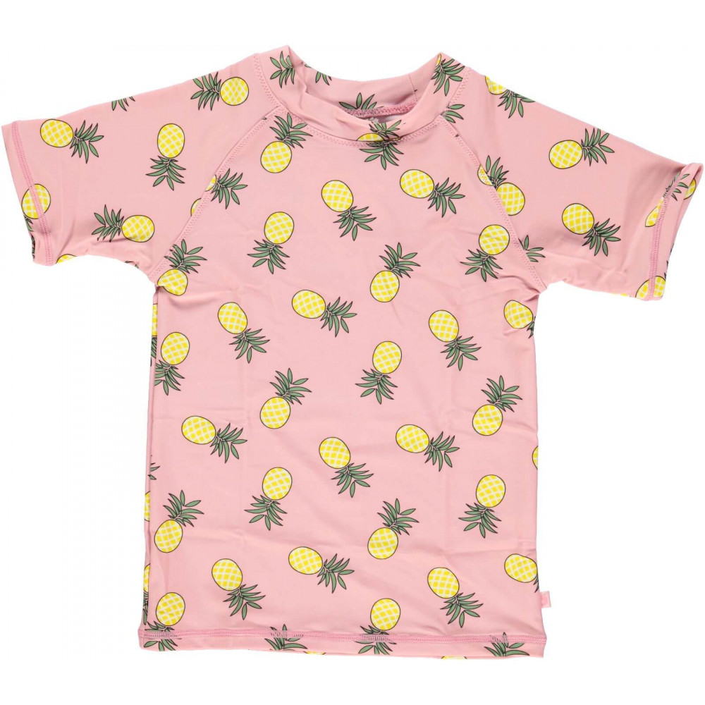 Tricou cu filtru UV pentru protecție solară Smafolk - roz cu ananas