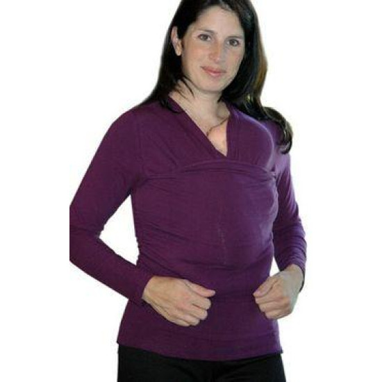 Tricou cu mânecă lungă pentru îngrijirea piele pe piele stil cangur și pentru alăptare Vija Design Jade (turcoaz) Tricou cu mânecă lungă pentru îngrijirea piele pe piele stil cangur și pentru alăptare Vija Design Jade (turcoaz)