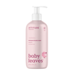 2-în-1 Șampon și gel de duș ECO pentru copii și bebeluși, Attitude fără miros - 473 ml - seria Baby Leaves