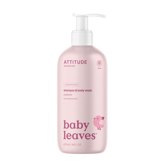2 în 1 Șampon și gel de duș ECO pentru copii și bebeluși - Attitude fără miros - 473 ml - seria Baby Leaves 2 în 1 Șampon și gel de duș ECO pentru copii și bebeluși - Attitude fără miros - 473 ml - seria Baby Leaves