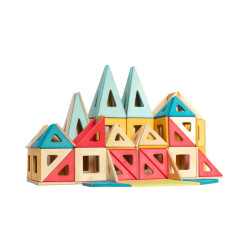 Earthtiles Colors - set de 100 de piese magnetice de construcție din lemn Big Future Toys