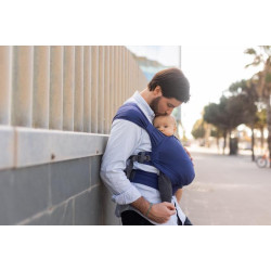 Marsupiu ergonomic hibrid Boba Bliss bleumarin din bumbac, pentru bebeluși și copii