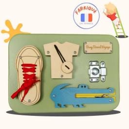Planșă Montessori din lemn Charade et Compagnie, jucărie senzorială de îndemânare și de activități