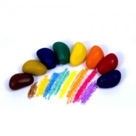 8 creioane Crayon Rocks naturale în culorile primare - în săculeț de catifea albastră