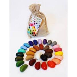 32 creioane Crayon Rocks naturale în culorile primare - în săculeț de muselină