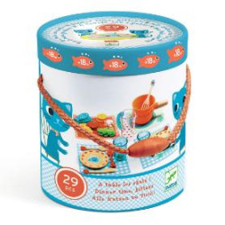 Invitație la masă Djeco - set din lemn pentru servirea mesei