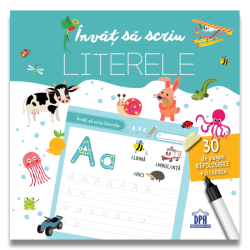 Învăț să scriu literele - 30 de fișe refolosibile cu cariocă dry-erase - Scrie și șterge