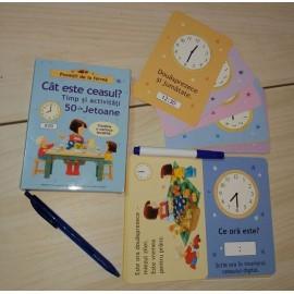 Cât este ceasul - Timp și activități - 50 Cartonașe Usborne în limba română cu cariocă scrie-șterge