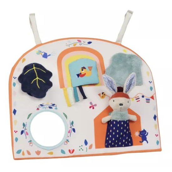 Planșă textilă senzorială de activități Ebulobo Gabin Lapin Planșă textilă senzorială de activități Ebulobo Gabin Lapin