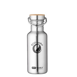Butelie din inox ECOtanka miniTANKA 600ml - cu capac din inox și bambus Butelie din inox ECOtanka miniTANKA 600ml - cu capac din inox și bambus