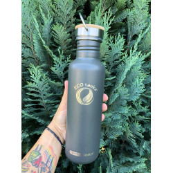 Butelie din inox antracit ECOtanka sportsTANKA 800ml - cu capac din inox și bambus Butelie din inox antracit ECOtanka sportsTANKA 800ml - cu capac din inox și bambus